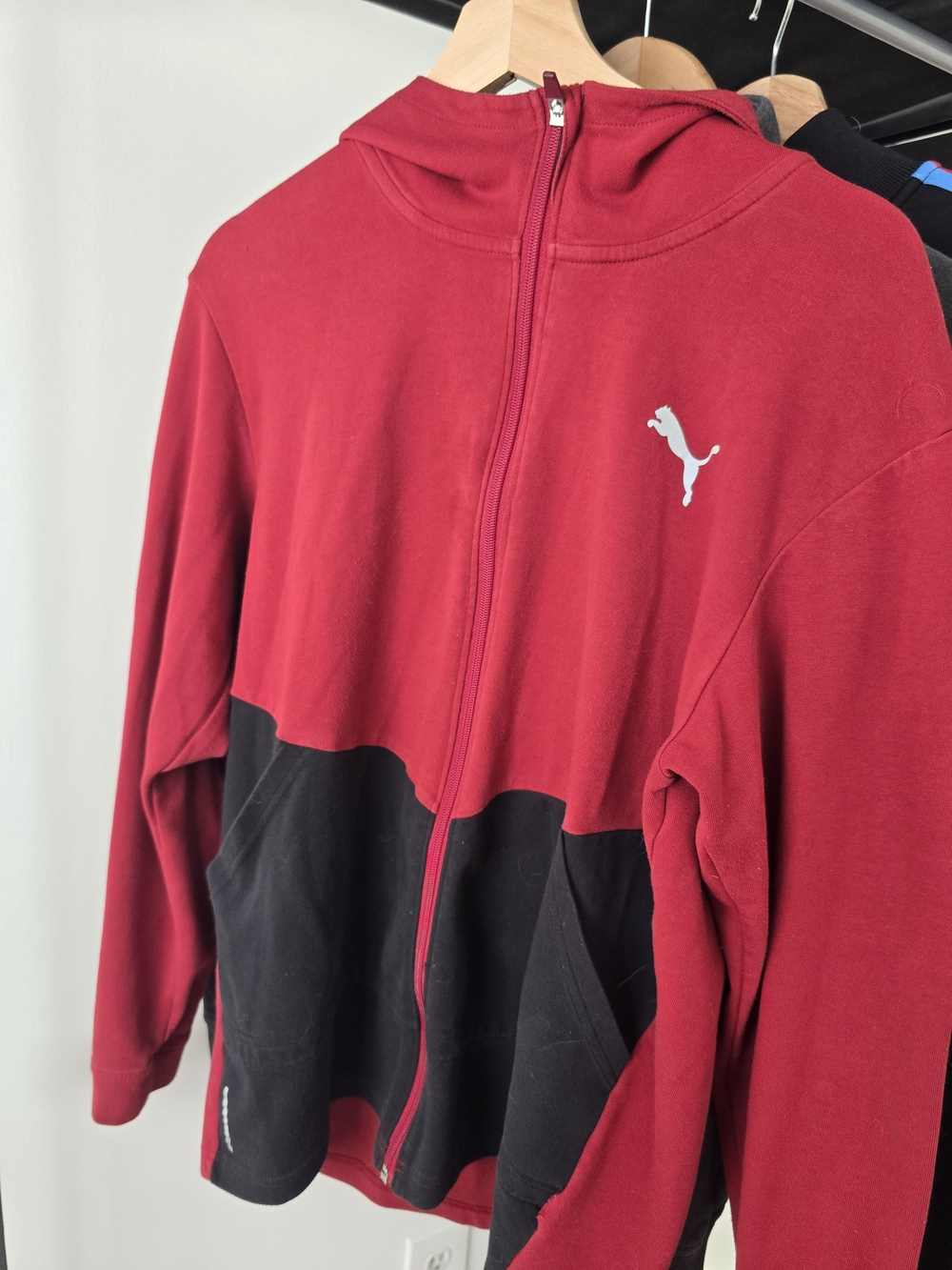 Puma Men’s Red and Black Zip-Up Hoodie Jacket